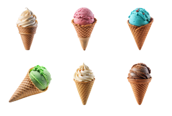 Chocolate Cone Ice Cream on Transparent Background