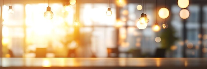 Obraz premium Abstract blur background of light bulb in restaurant