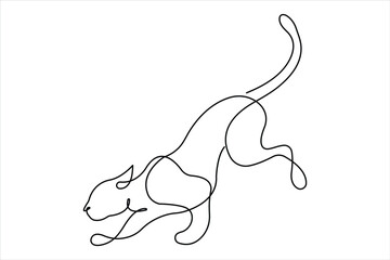 Tiger continuous one single line drawing of style. tiger wild animal contour outline vector illustration.
