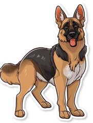 Obraz premium Cartoon German Shepherd dog sticker.