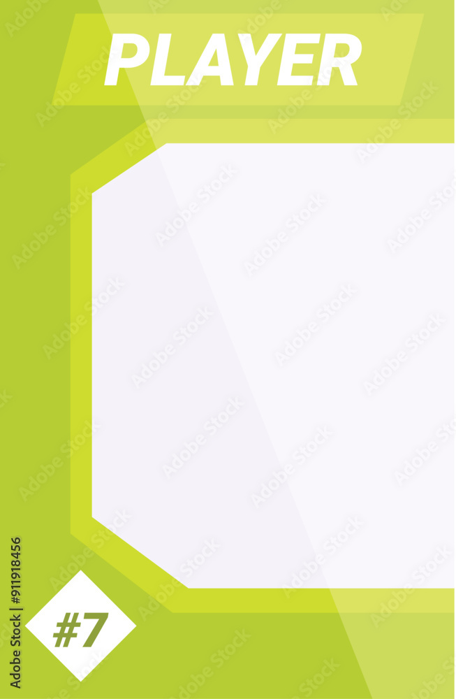 Poster green trading card featuring a large blank space for adding custom information