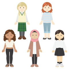 色々な人種・民族の女性のイラスト