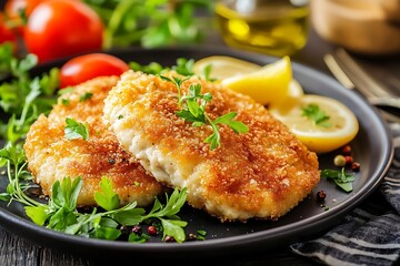 Fried fish with vegetables and herbs