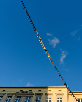 Checkboxes Against Blue Sunny Sky and Old Building in Berlin
