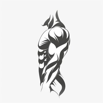 Silhouette of a muscular bodybuilder's torso.