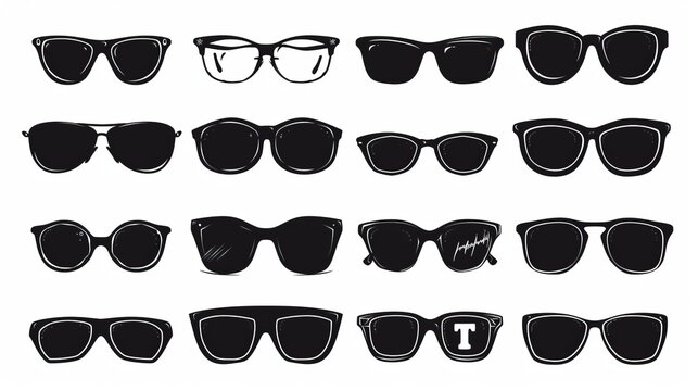 Set of six various silhouettes of sunglasses