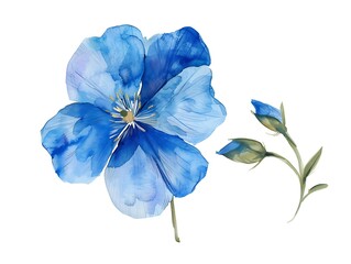 Fototapeta premium Blue poppy flower isolated on white background.