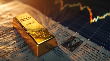 Financial newspaper with headlines on gold price forecast, symbolizing market interest and predictions.