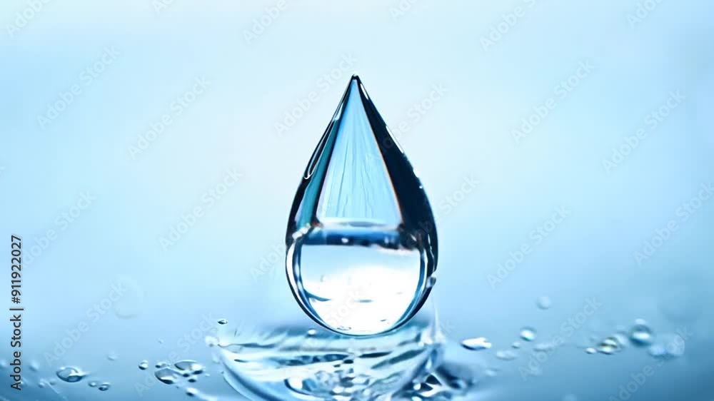Poster super slow motion dripping water drop captured with macro lens generative ai