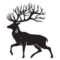 Deer silhouette black vector art illustration design.
