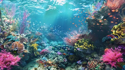 Obraz premium Tropical underwater world with corals and tropical fish