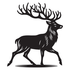 Obraz premium Deer silhouette black vector art illustration design.