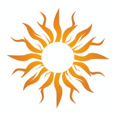 Stylized orange sun with white center on white background.