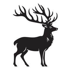 Deer silhouette black vector art illustration design.