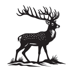 Deer silhouette black vector art illustration design.