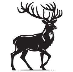 Deer silhouette black vector art illustration design.
