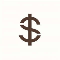 Obraz premium A simple brown dollar sign symbol on a white background.