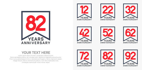 anniversary logotype set. red and black color can be use for celebration