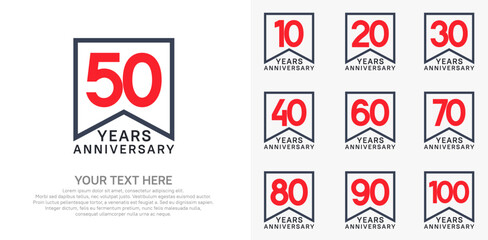 anniversary logotype set. red and black color can be use for celebration