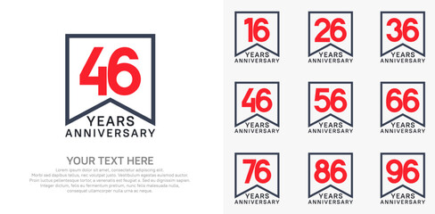 anniversary logotype set. red and black color can be use for celebration