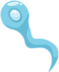 Simple cartoon bacteria or virus swimming with a tail