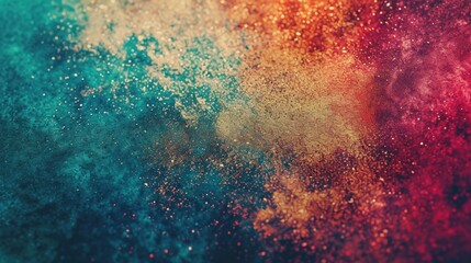Fototapeta premium Abstract colorful glitter background with teal, gold, and red to