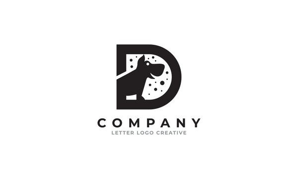 Letter D logo design with a dog