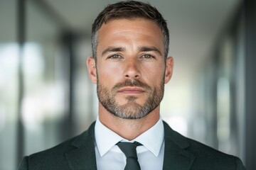 Fototapeta premium Serious businessman with beard and suit
