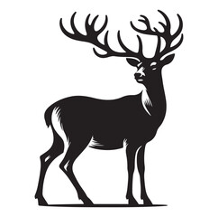 Deer silhouette black vector art illustration design.