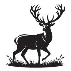 Deer silhouette black vector art illustration design.