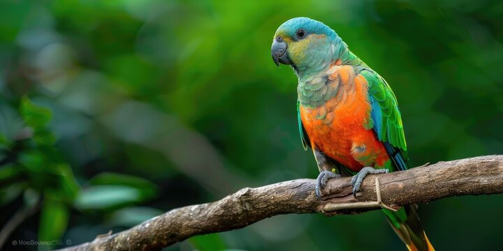 A Red bellied Parrot Poicephalus rufiventris perched on a tree branch