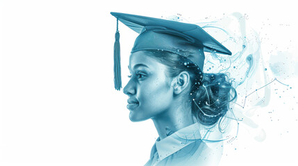 A woman wearing a graduation cap and gown