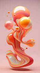 Digital sunset color 3d minimal abstract pattern poster background