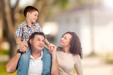 Happy young family relax outdoor
