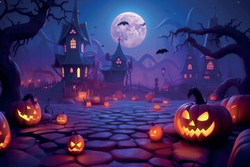 Spooky Halloween pumpkin pathway