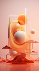 Digital sunset color 3d minimal abstract pattern poster background