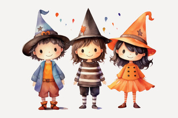 Cute children in Halloween costumes