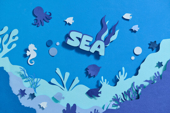 Underwater Sea Life Paper Art with Marine Animals
