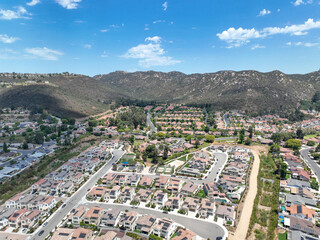 Aerial view of middle class community big houses, Escondido, South California, USA.