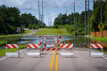 Flood or flooding. Florida flooding after hurricane or tropical storm. Flooded streets, road or...