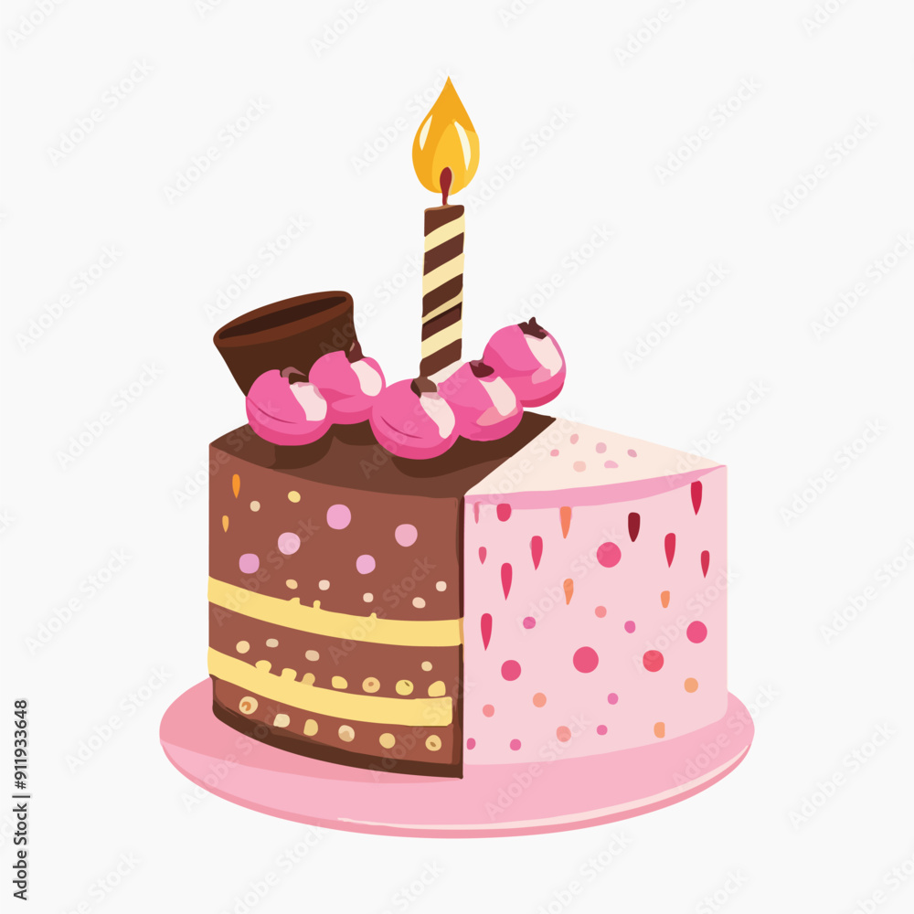 Poster birthday cake illustration vector