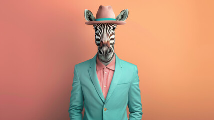 Fototapeta premium Zebra in a Suit and Hat