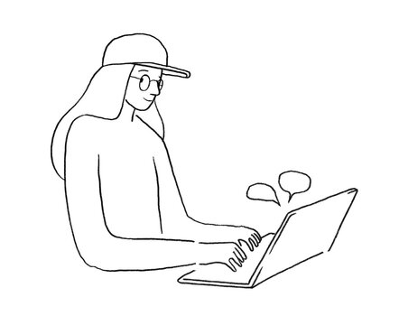 Woman working on her laptop. 