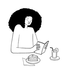 Afro American girl reading illustration