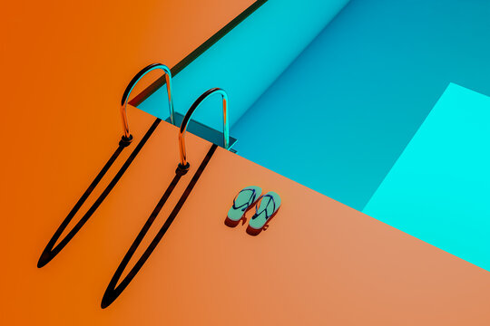 Pool ladder and flip flops