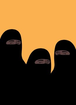 Portrait of three niqab girls