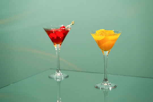 Raspberry and orange vodka cocktails