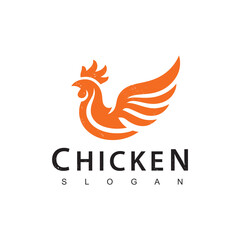 Chicken logo, Golden hen symbol vector icon illustration, fast food restaurant icon
