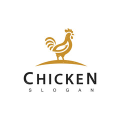 Fototapeta premium Chicken logo, Golden hen symbol vector icon illustration, fast food restaurant icon