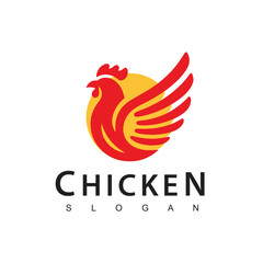 Chicken logo, Golden hen symbol vector icon illustration, fast food restaurant icon